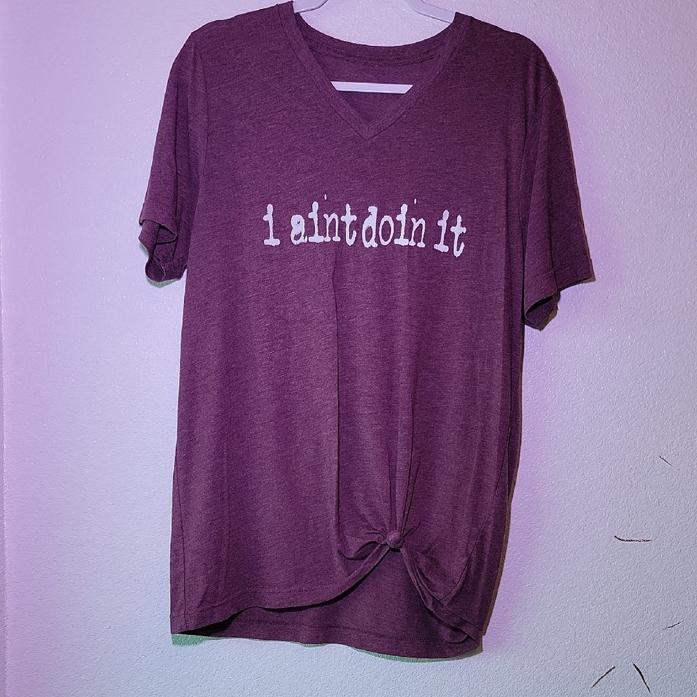 Purple Graphic Tee with Knot Detail